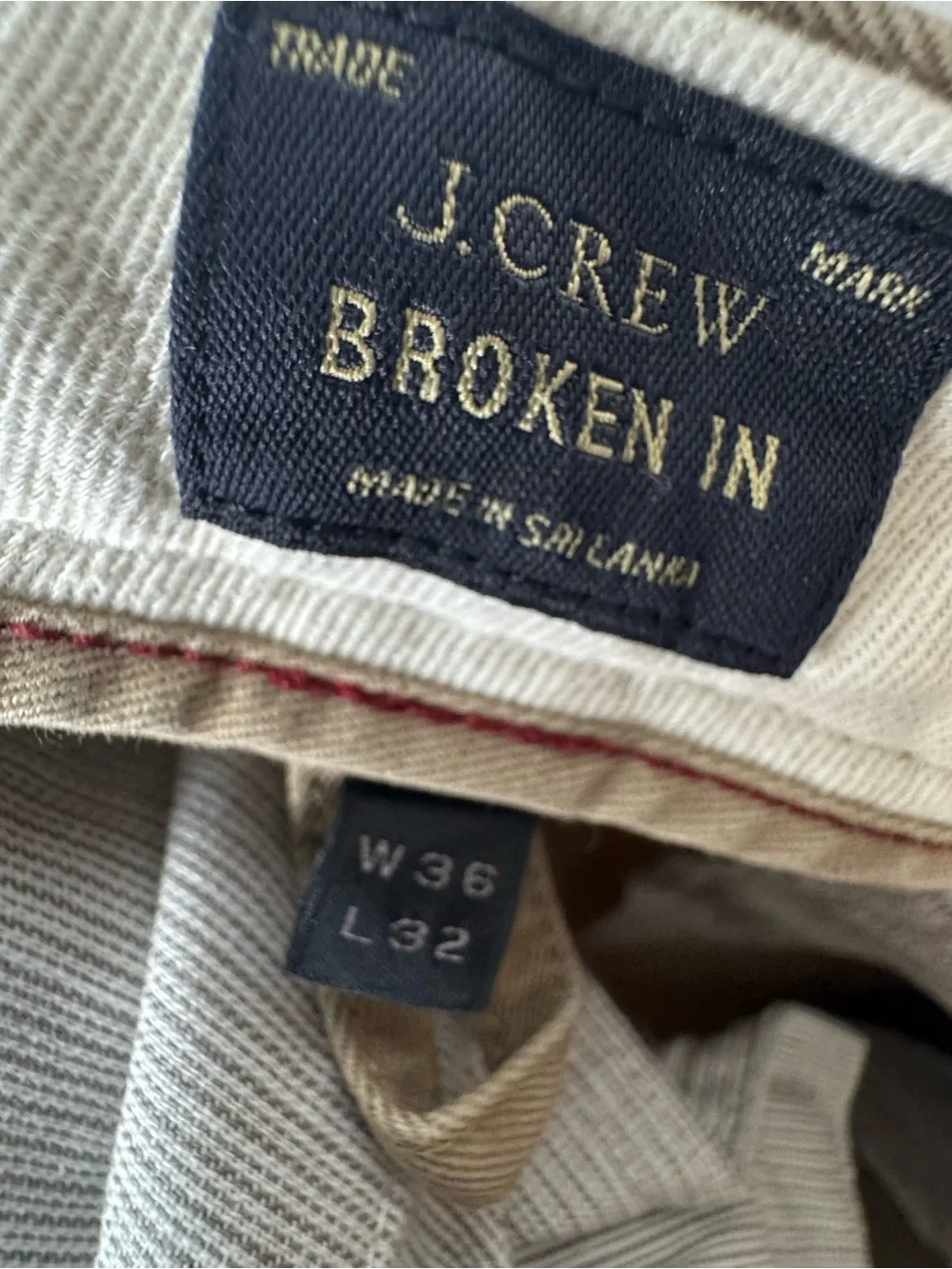 J. Crew Broken In Men's Tan Chino Pants 36 X 32